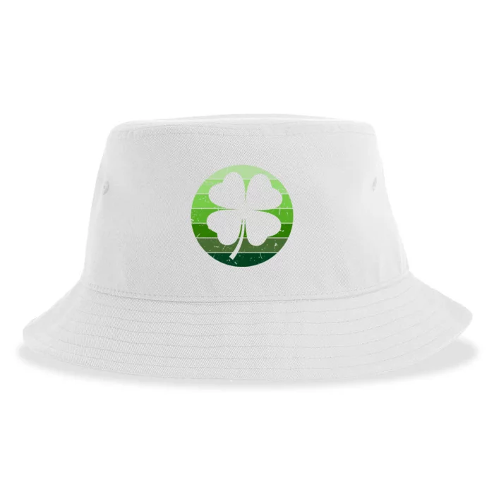 Shamrock Retro Sunset Lucky Leaf Sustainable Bucket Hat