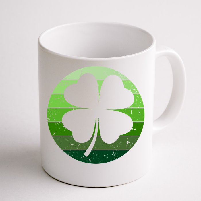 Shamrock Retro Sunset Lucky Leaf Front & Back Coffee Mug