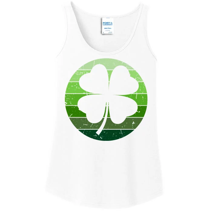 Shamrock Retro Sunset Lucky Leaf Ladies Essential Tank