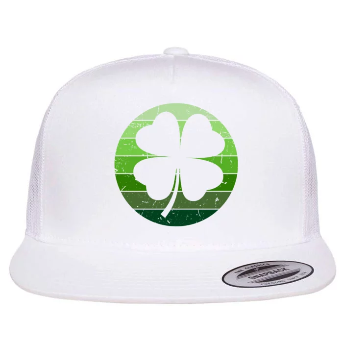 Shamrock Retro Sunset Lucky Leaf Flat Bill Trucker Hat