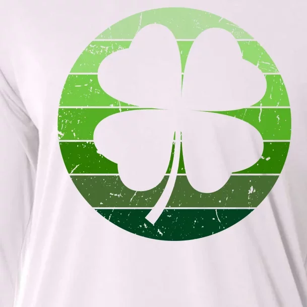 Shamrock Retro Sunset Lucky Leaf Cooling Performance Long Sleeve Crew