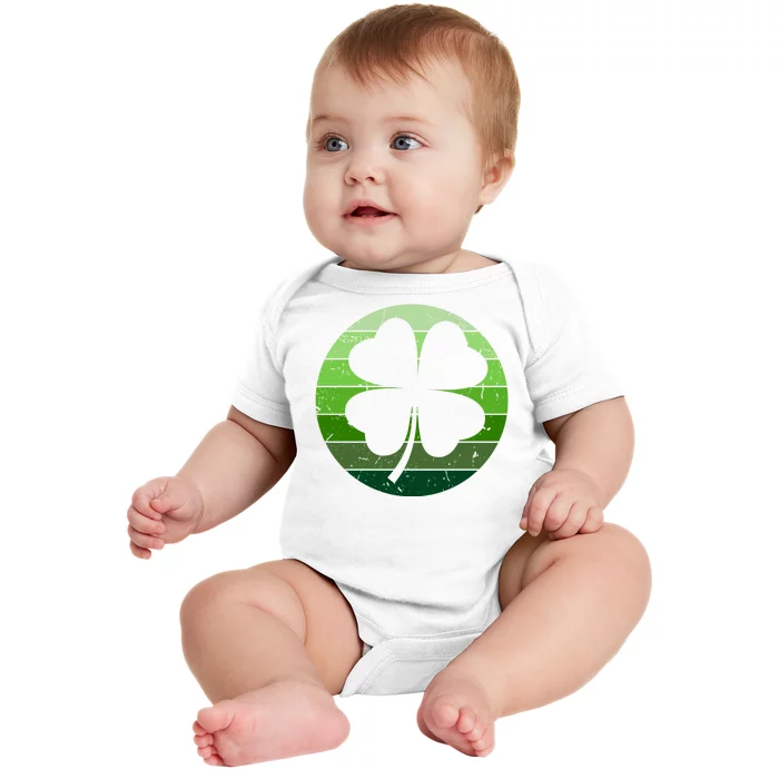 Shamrock Retro Sunset Lucky Leaf Baby Bodysuit