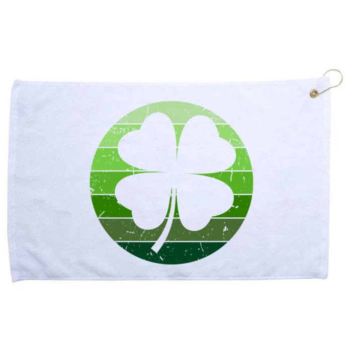 Shamrock Retro Sunset Lucky Leaf Grommeted Golf Towel