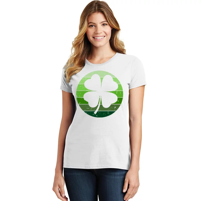 Shamrock Retro Sunset Lucky Leaf Women's T-Shirt