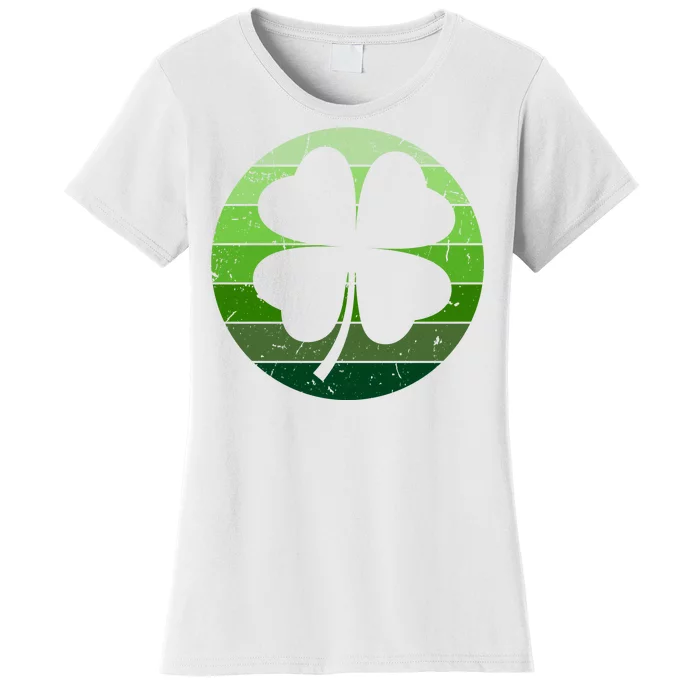 Shamrock Retro Sunset Lucky Leaf Women's T-Shirt