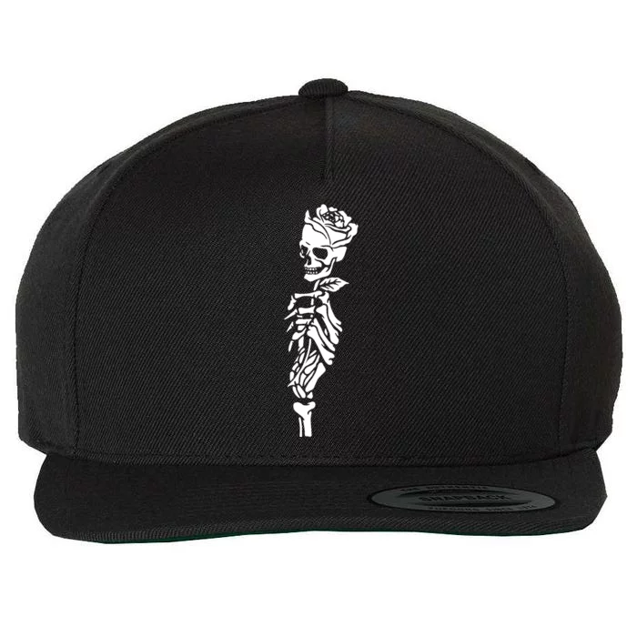 Skull Rose Wool Snapback Cap