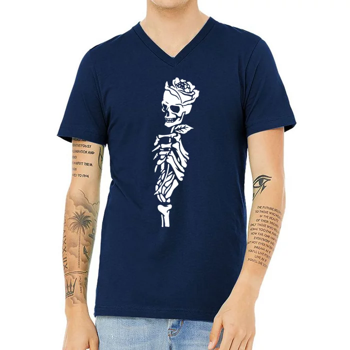 Skull Rose V-Neck T-Shirt