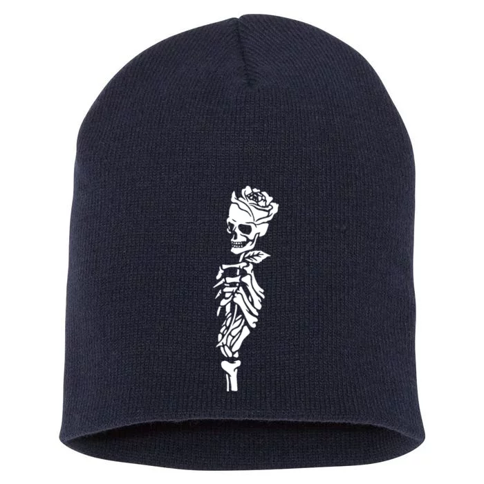 Skull Rose Short Acrylic Beanie