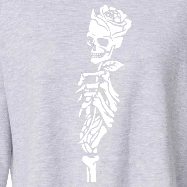 Skull Rose Cropped Pullover Crew