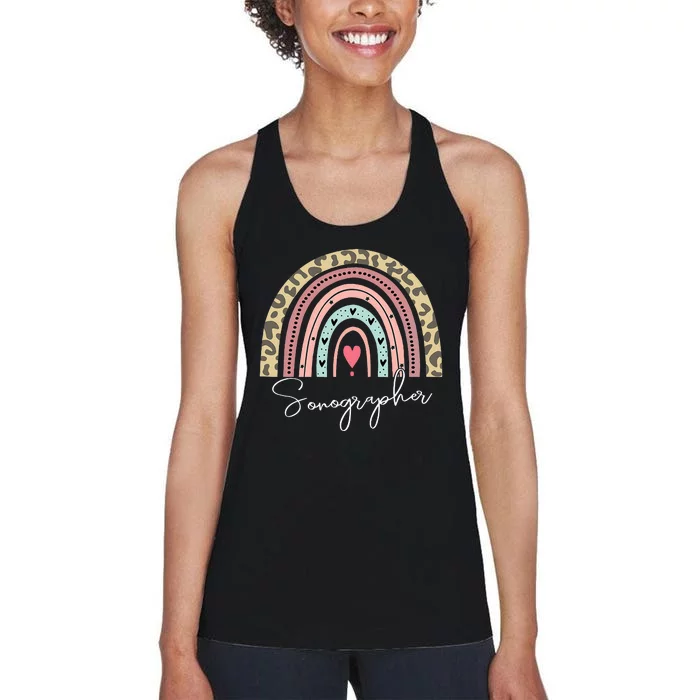 Sonographer Rainbow Sonography Ultrasound Tech Cardiac Women's Racerback Tank