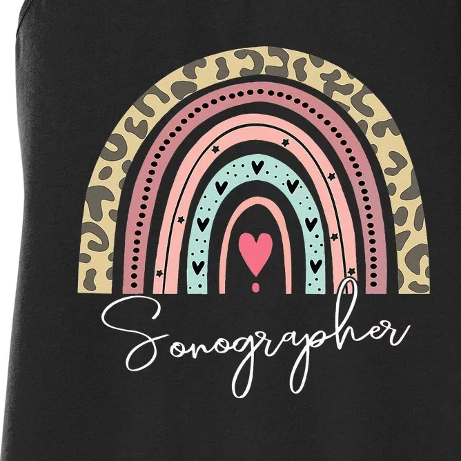 Sonographer Rainbow Sonography Ultrasound Tech Cardiac Women's Racerback Tank