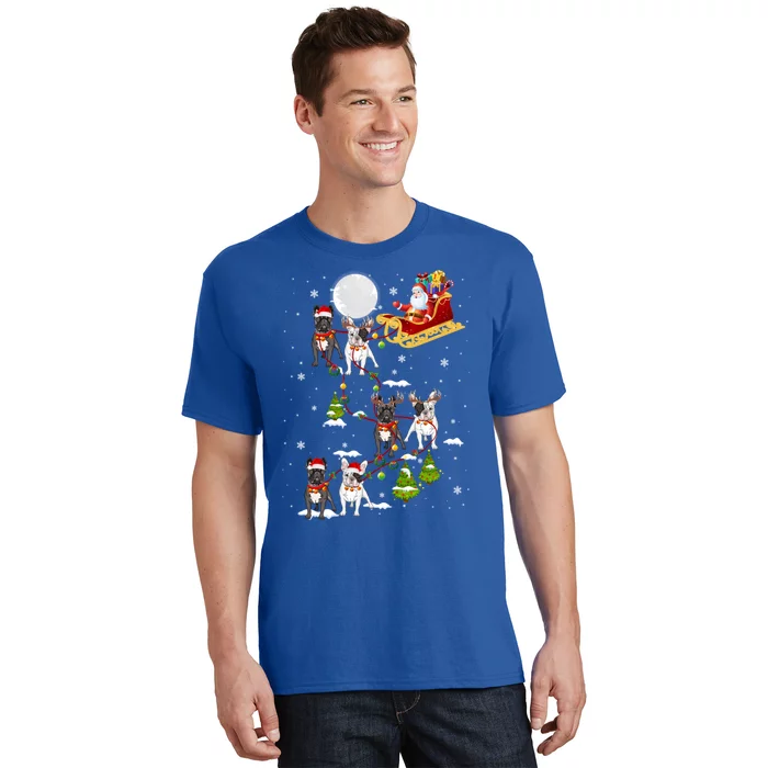 Santa Riding Sleigh French Bulldog Christmas Reindeer Gift T-Shirt