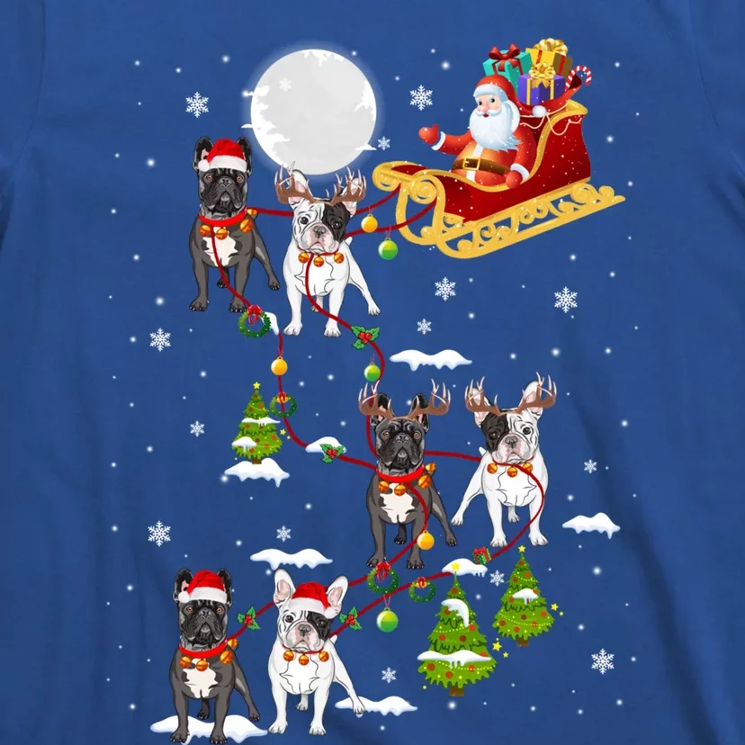 Santa Riding Sleigh French Bulldog Christmas Reindeer Gift T-Shirt