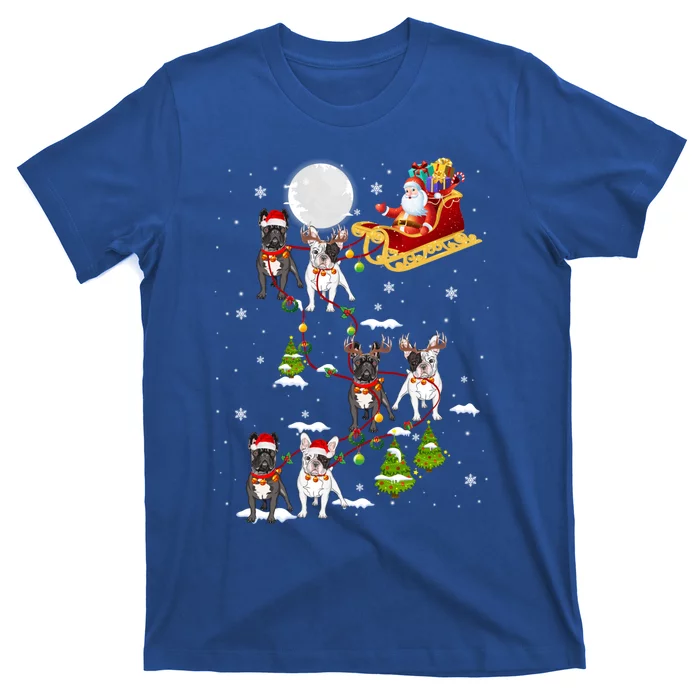 Santa Riding Sleigh French Bulldog Christmas Reindeer Gift T-Shirt