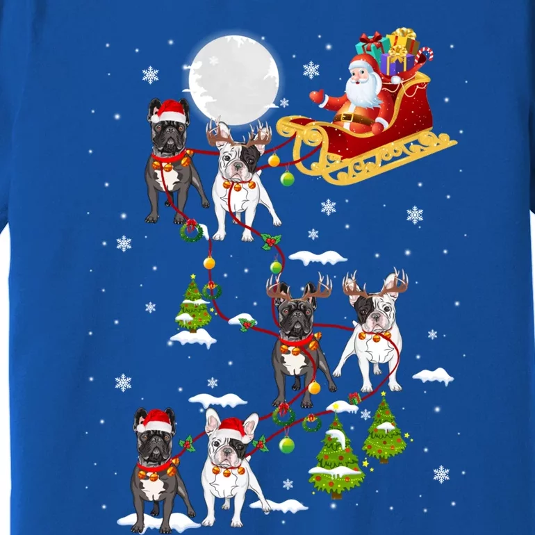 Santa Riding Sleigh French Bulldog Christmas Reindeer Gift Premium T-Shirt