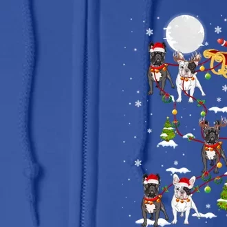 Santa Riding Sleigh French Bulldog Christmas Reindeer Gift Full Zip Hoodie