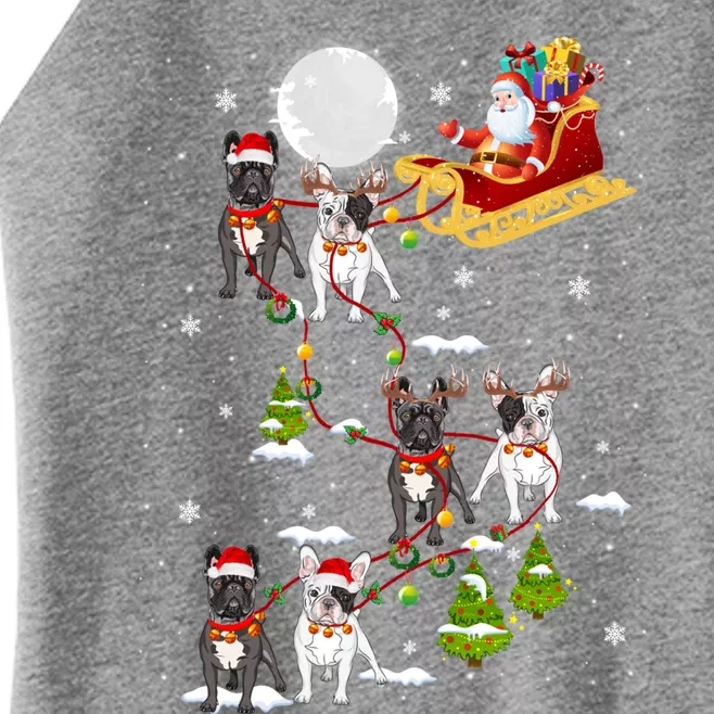 Santa Riding Sleigh French Bulldog Christmas Reindeer Gift Women’s Perfect Tri Rocker Tank