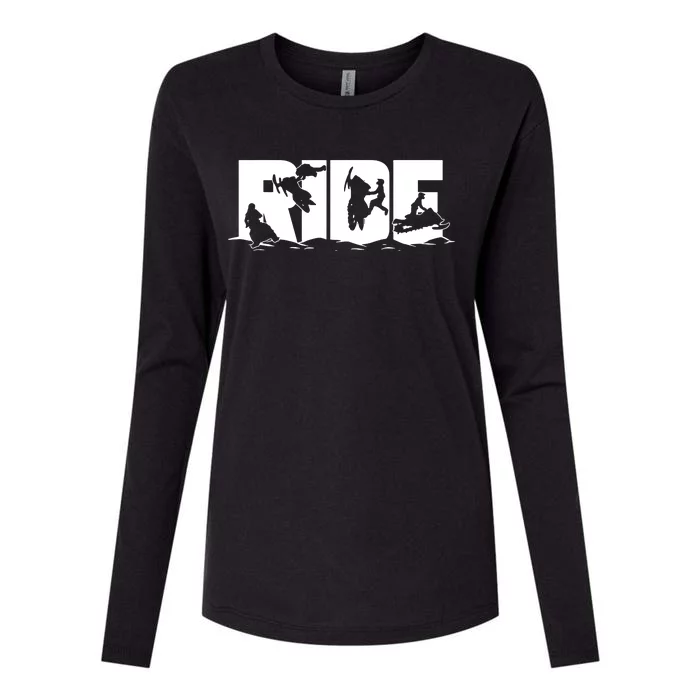 Snowmobile Ride Womens Cotton Relaxed Long Sleeve T-Shirt