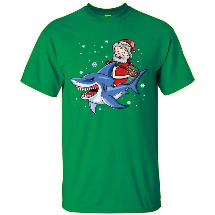 Santa Riding Shark Christmas Pajamas Tall T-Shirt