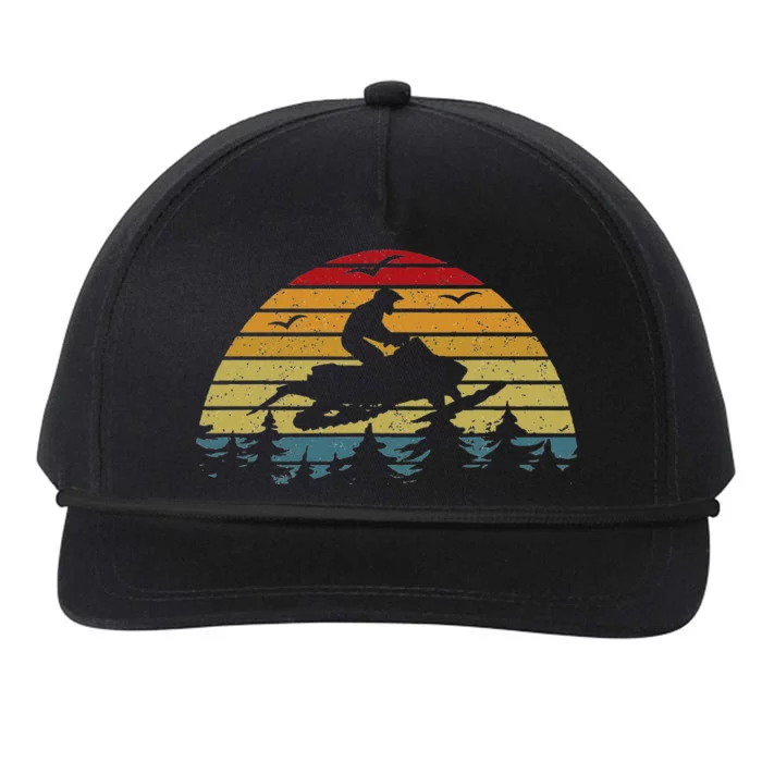 Snowmobile Retro Snowmobile Mountain Snowmobiling Snapback Five-Panel Rope Hat