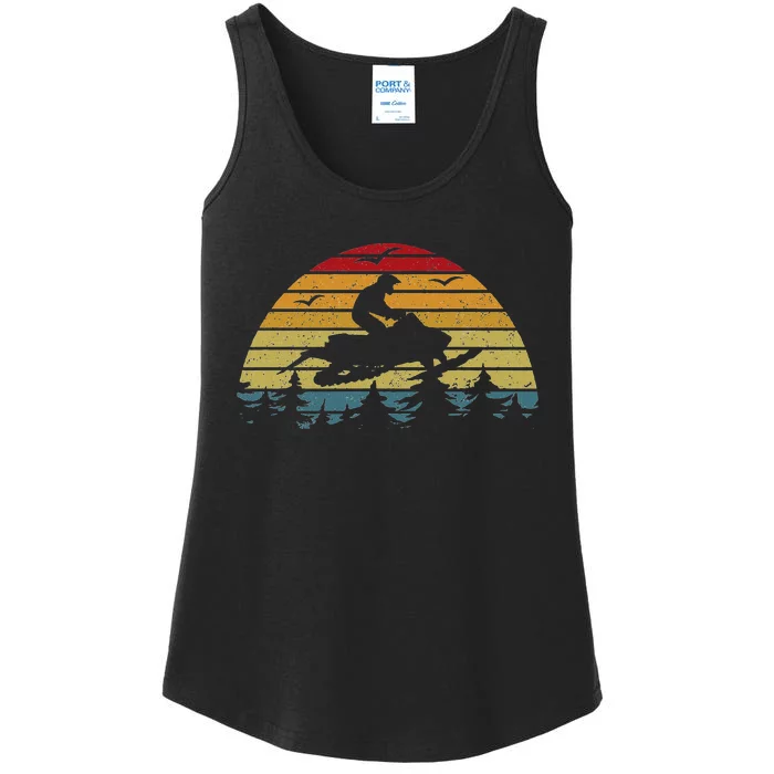 Snowmobile Retro Snowmobile Mountain Snowmobiling Ladies Essential Tank