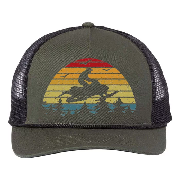 Snowmobile Retro Snowmobile Mountain Snowmobiling Retro Rope Trucker Hat Cap