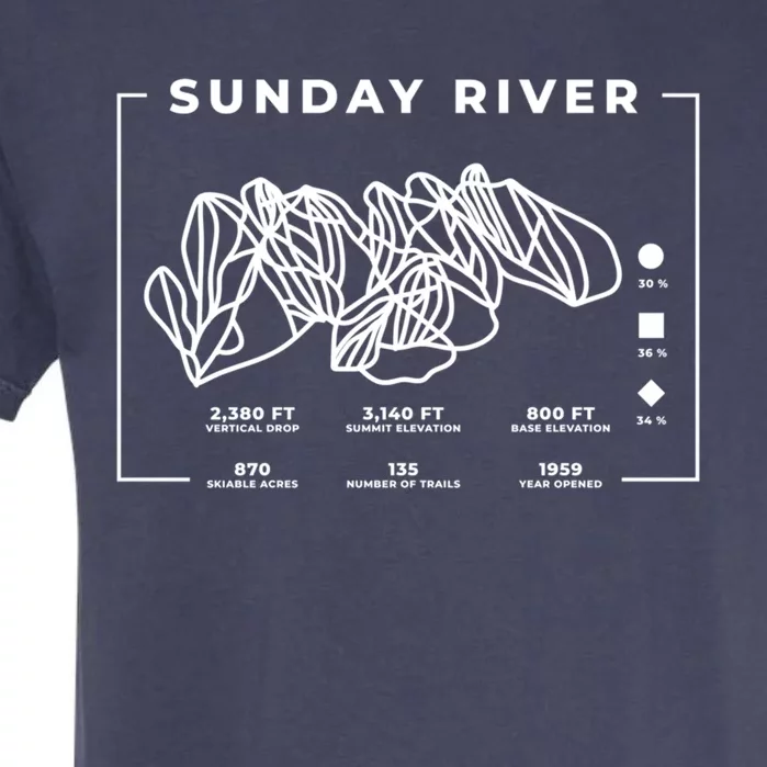 Sunday River Ski Trail Snowboard Skiing Maine Skier Gift Garment-Dyed Heavyweight T-Shirt