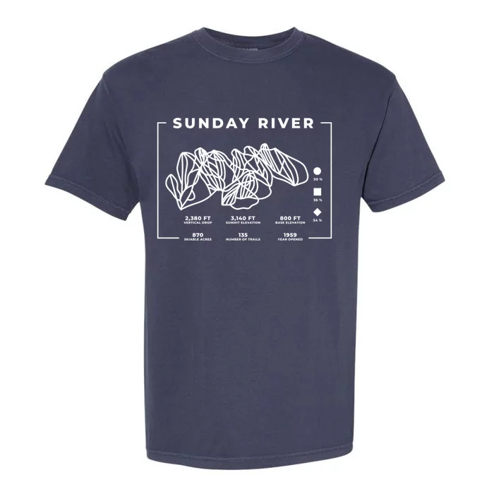 Sunday River Ski Trail Snowboard Skiing Maine Skier Gift Garment-Dyed Heavyweight T-Shirt