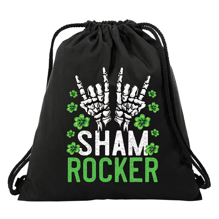 Sham Rocker St Patricks Day Outfit For Rock Fans Drawstring Bag