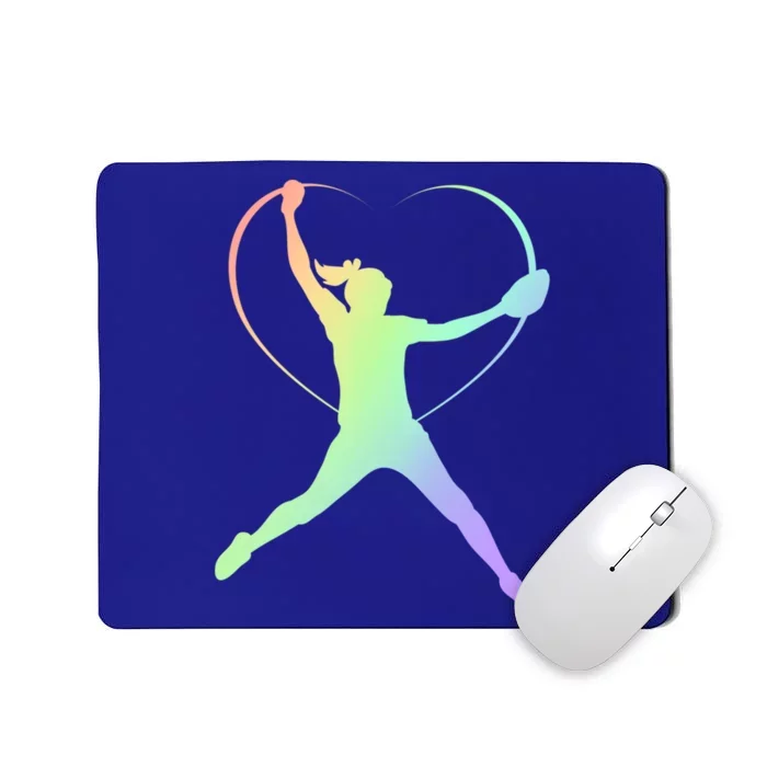 Soft Rainbow Softball Gift Idea For Teen Pitcher Coach Cool Gift Mousepad