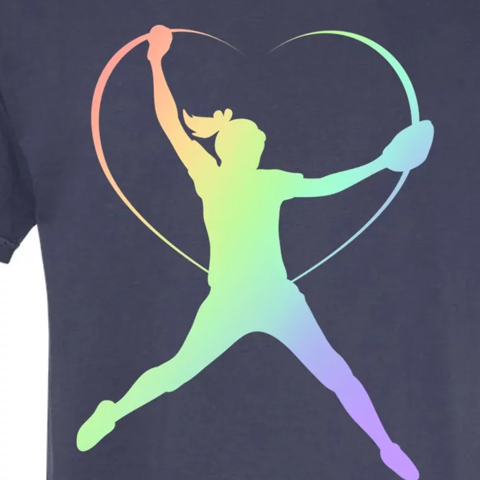 Soft Rainbow Softball Gift Idea For Teen Pitcher Coach Cool Gift Garment-Dyed Heavyweight T-Shirt