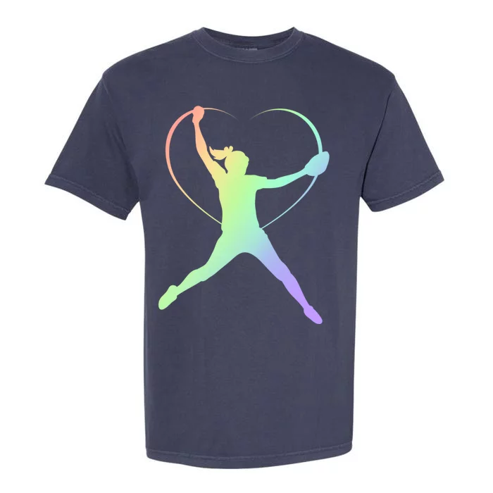 Soft Rainbow Softball Gift Idea For Teen Pitcher Coach Cool Gift Garment-Dyed Heavyweight T-Shirt