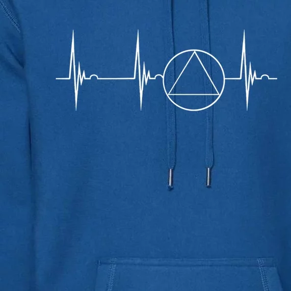 Sober Recover Sobriety Heartbeat Ekg Pulse Abstinence Gift Premium Hoodie