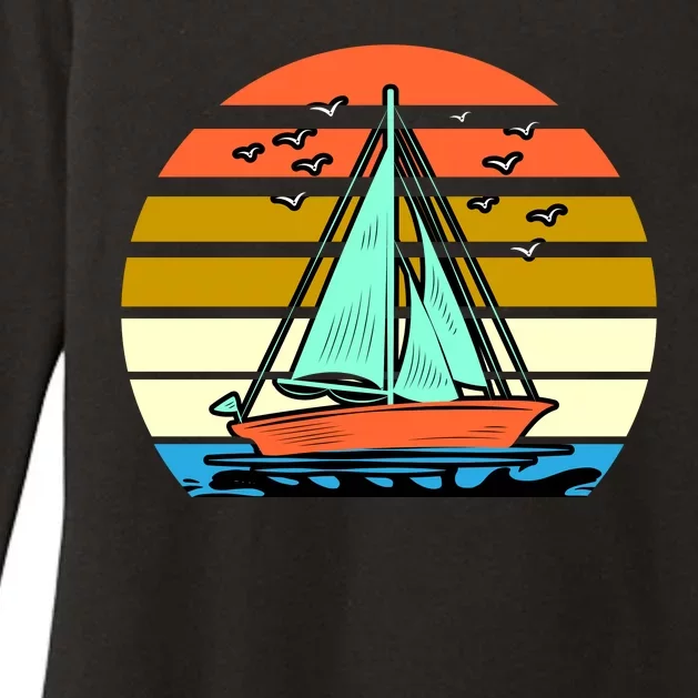 Sailing Retro Sail Boat Womens CVC Long Sleeve Shirt