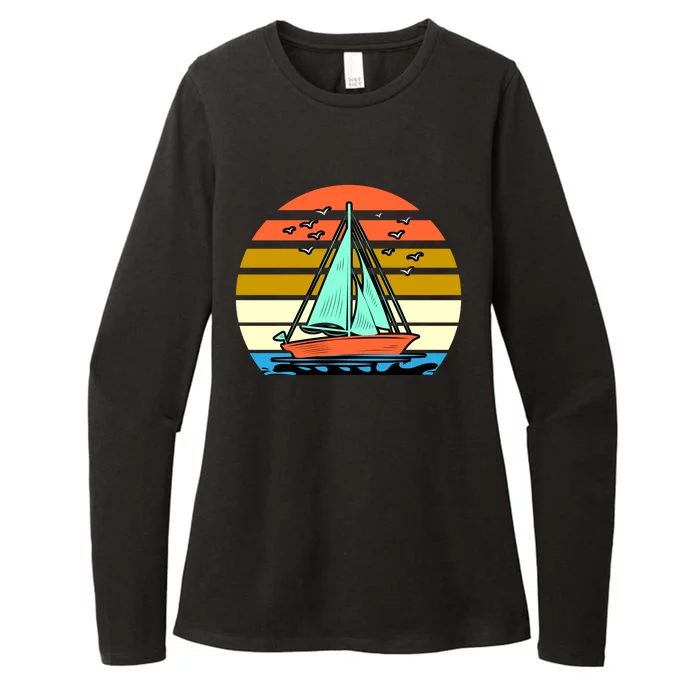 Sailing Retro Sail Boat Womens CVC Long Sleeve Shirt