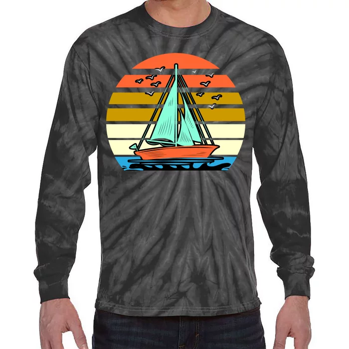 Sailing Retro Sail Boat Tie-Dye Long Sleeve Shirt