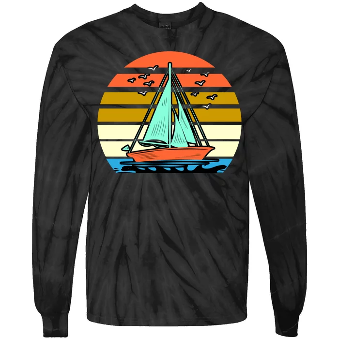 Sailing Retro Sail Boat Tie-Dye Long Sleeve Shirt