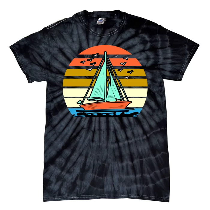 Sailing Retro Sail Boat Tie-Dye T-Shirt