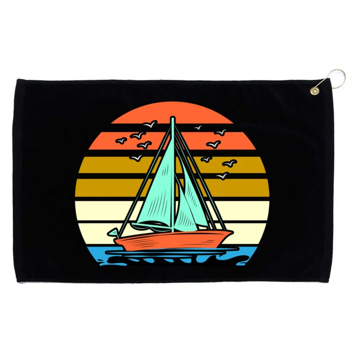 Sailing Retro Sail Boat Grommeted Golf Towel