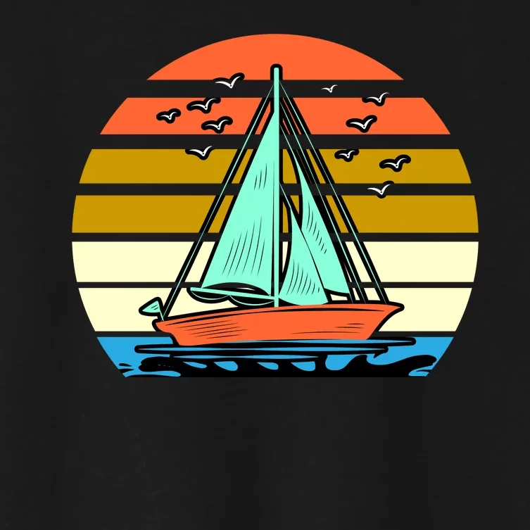 Sailing Retro Sail Boat Women's Crop Top Tee