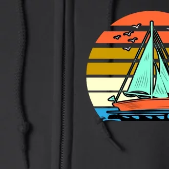 Sailing Retro Sail Boat Full Zip Hoodie