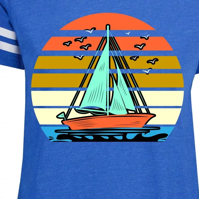 Sailing Retro Sail Boat Enza Ladies Jersey Football T-Shirt