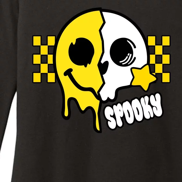 Spooky Retro Smile Skeleton Halloween Womens CVC Long Sleeve Shirt