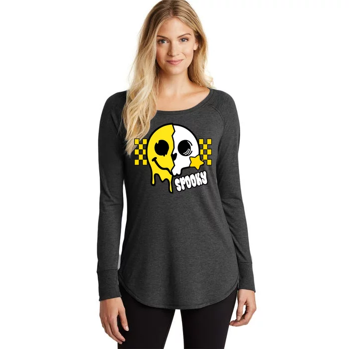 Spooky Retro Smile Skeleton Halloween Women's Perfect Tri Tunic Long Sleeve Shirt