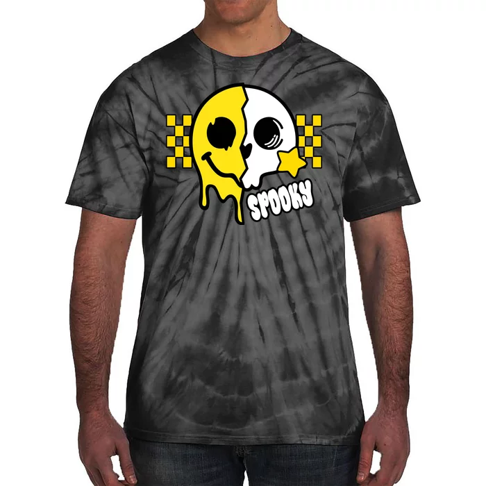 Spooky Retro Smile Skeleton Halloween Tie-Dye T-Shirt