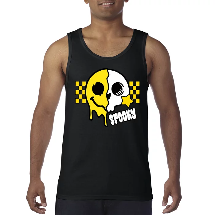 Spooky Retro Smile Skeleton Halloween Tank Top