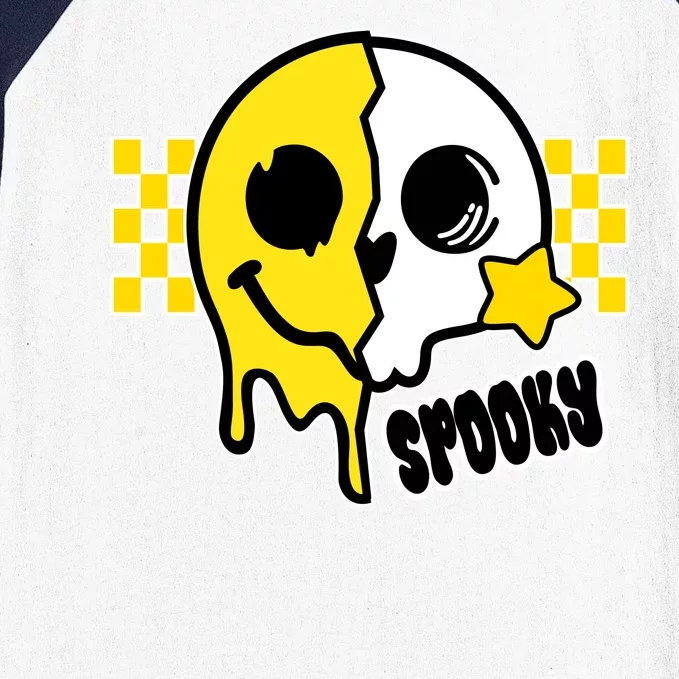 Spooky Retro Smile Skeleton Halloween Baseball Sleeve Shirt