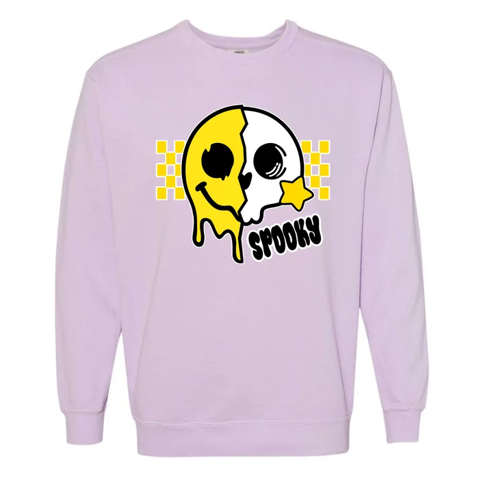 Spooky Retro Smile Skeleton Halloween Garment-Dyed Sweatshirt