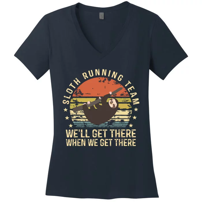 Sloth Running Team Funny Lazy Sloth Lover Gifts Vintage Women's V-Neck T-Shirt