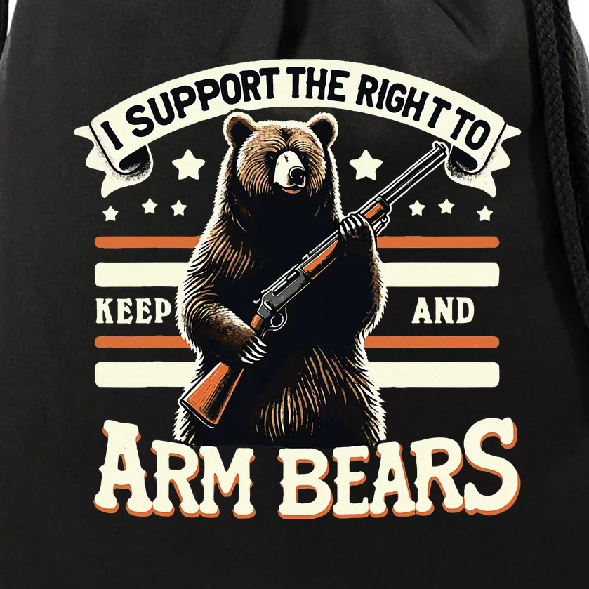 Support Right To Keep And Arm Bears Humorous Wildlife Rights Drawstring Bag